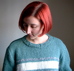Jessica in her handmade sweater