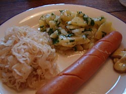 Sausage, sauerkraut, and potato salad