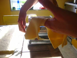 Flattened pasta dough